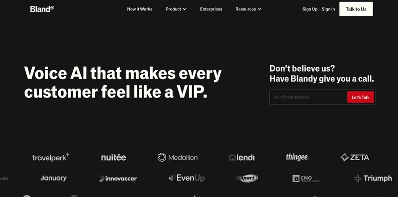Bland AI homepage
