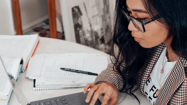 Woman working on computer