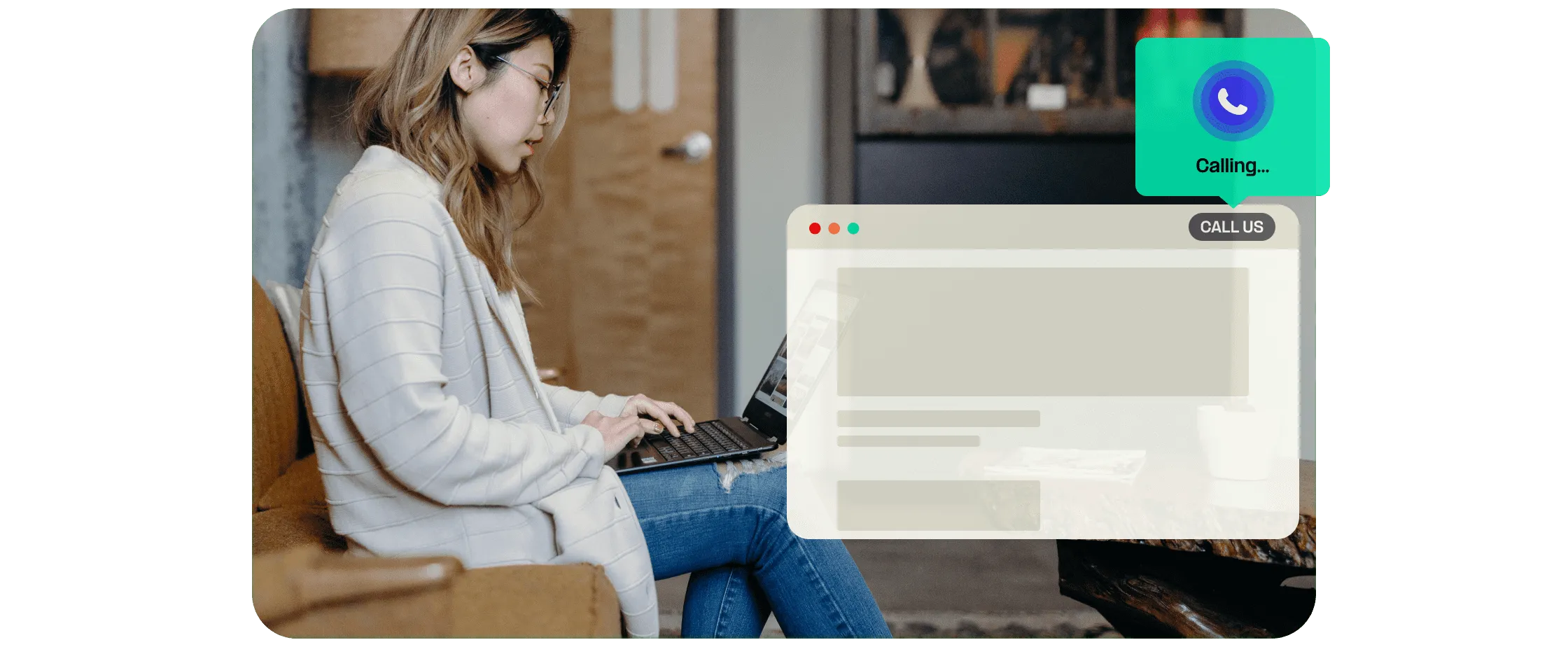 Woman uses laptop