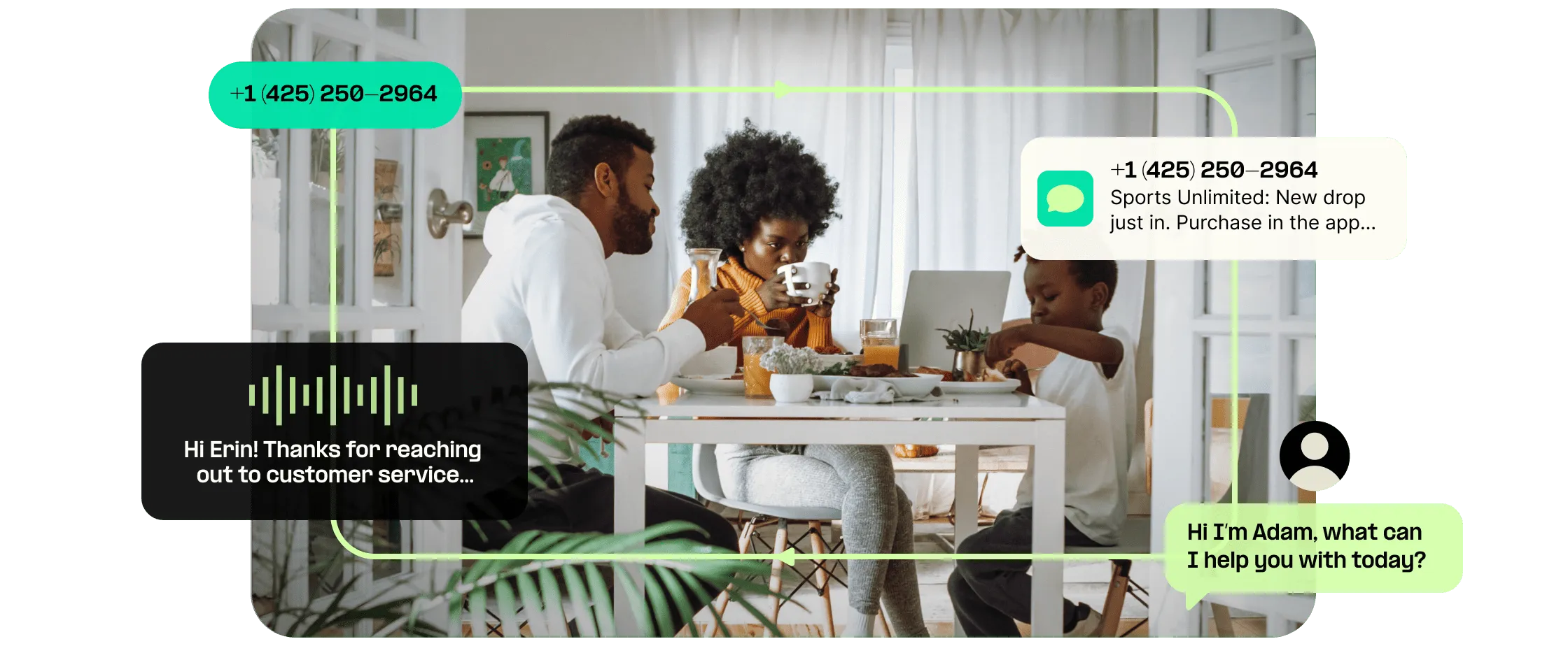 Family gets engaged by calls and texts