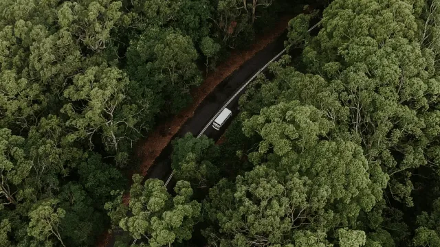 Bird-view of a moving truck
