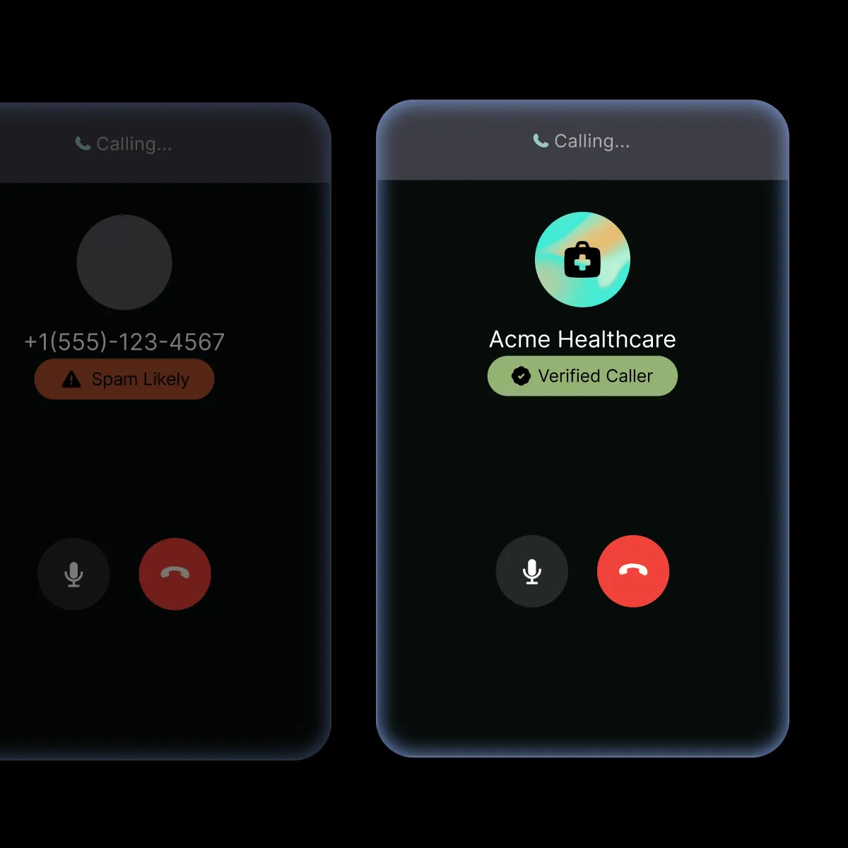 Branded Calling verified caller vs Spam Likely comparison