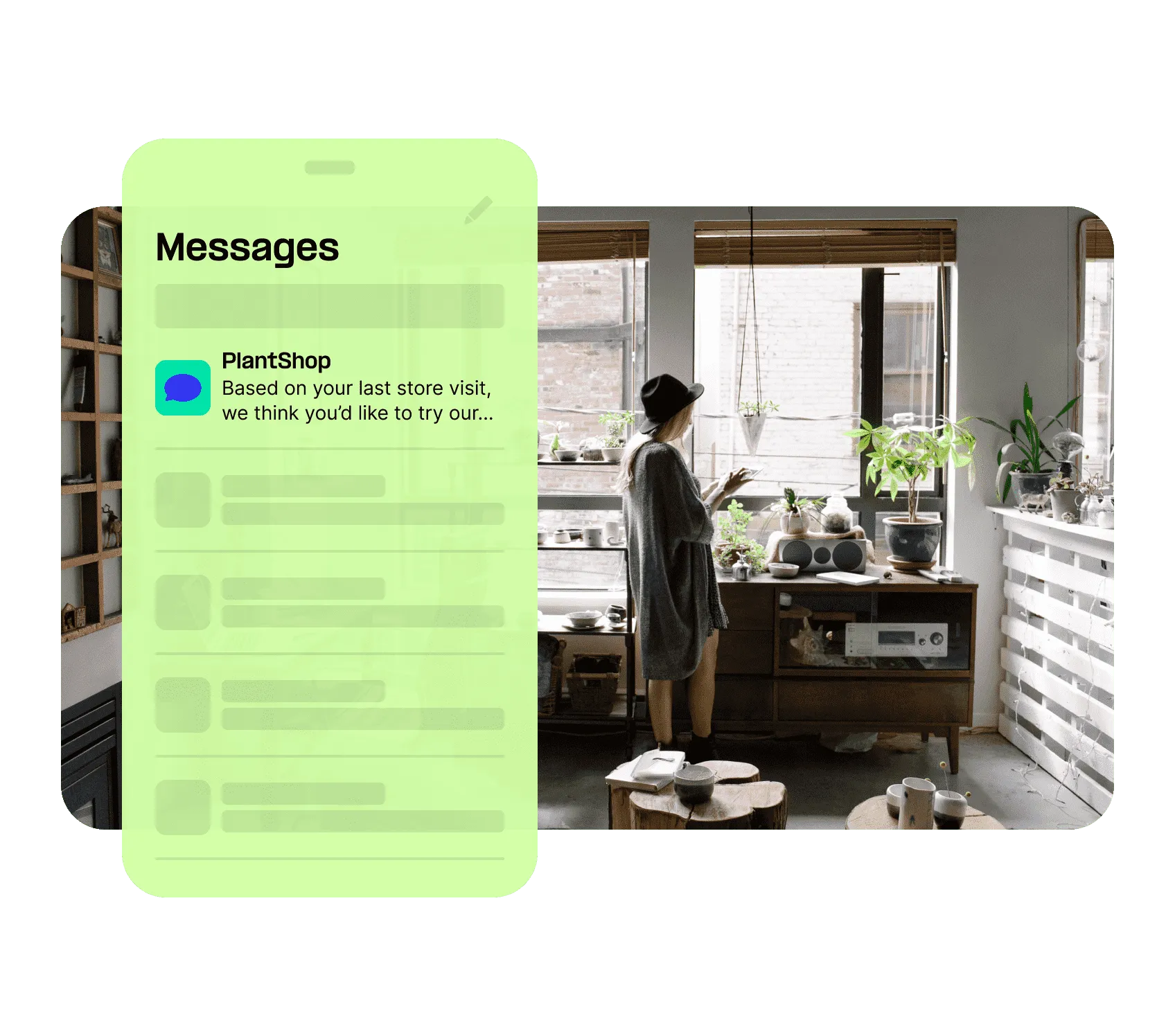 Customer engagement text sent from plant shop