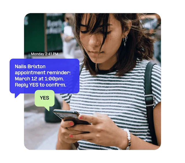 Woman responds to text message