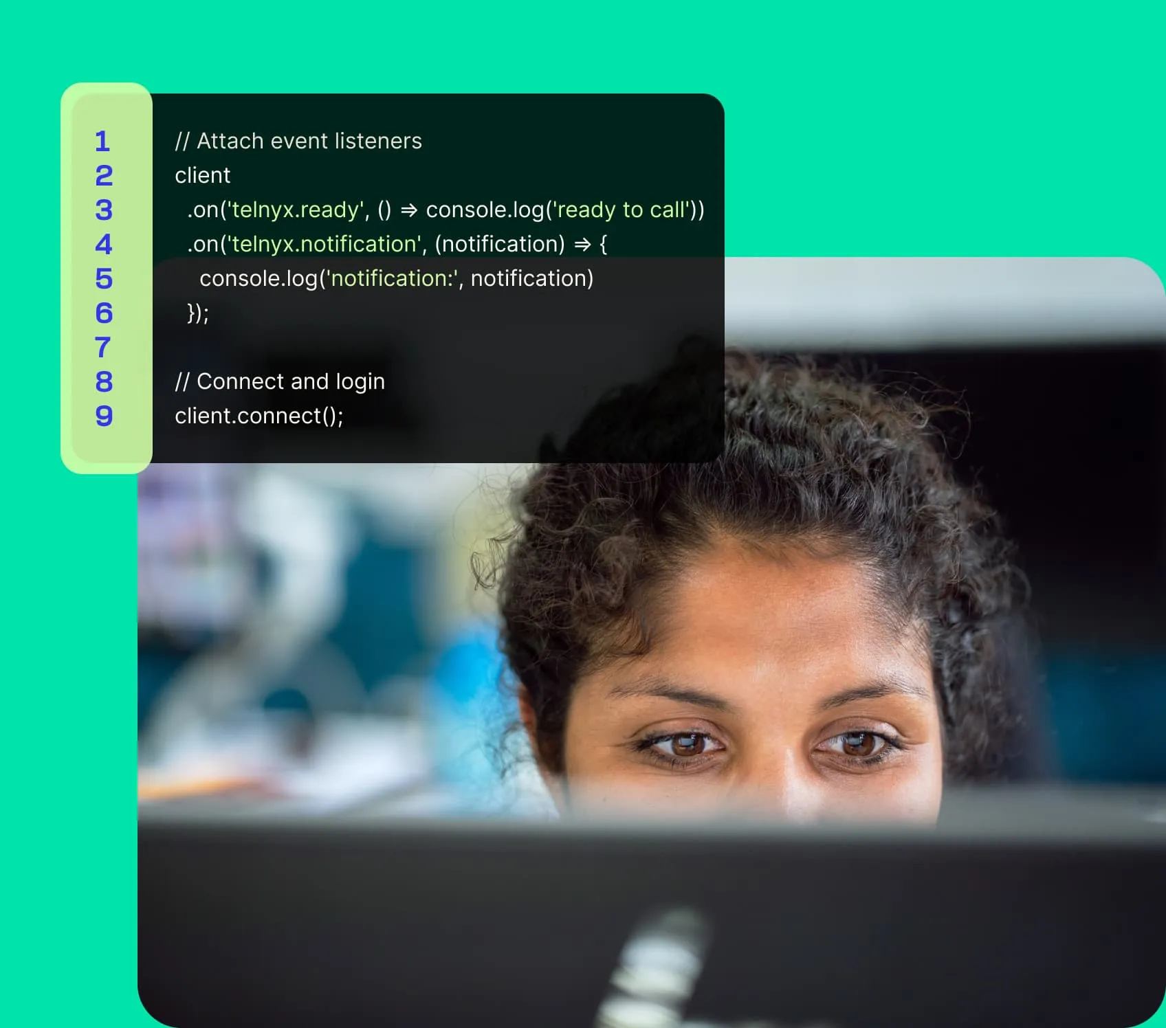 Woman programs Web RTC app