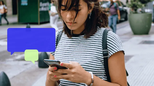 Woman sends text message