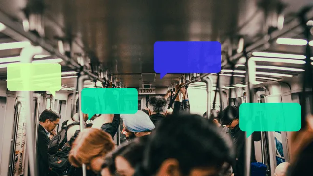 People sending text messages on subway