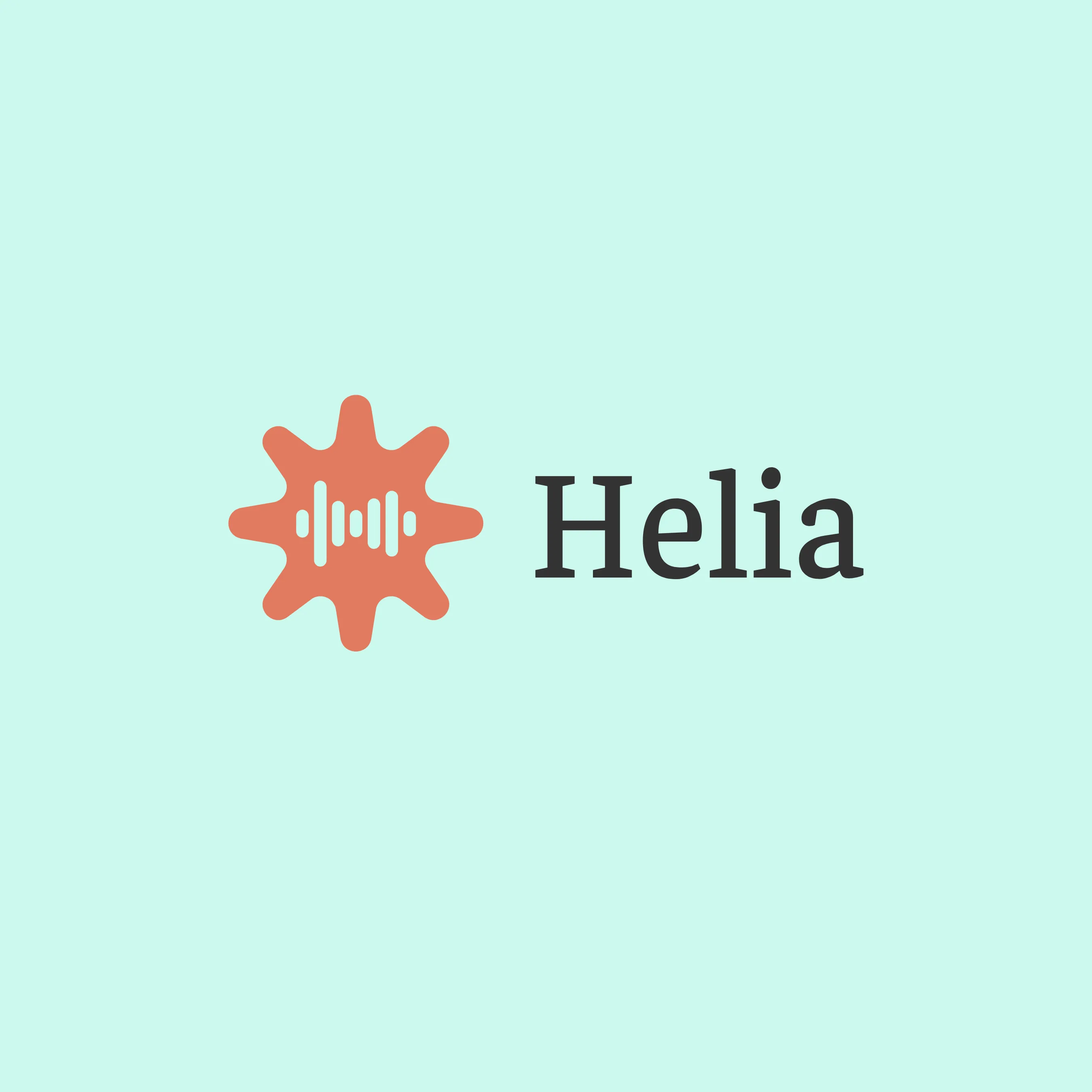 Helia logo on mint background