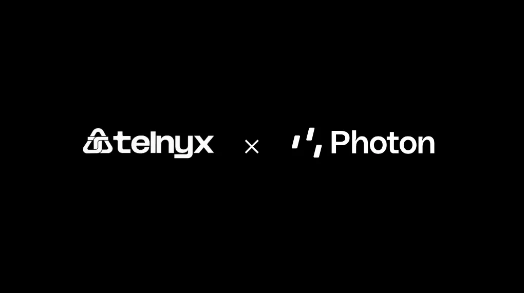 Telnyx and Photon co-brand lockup on black