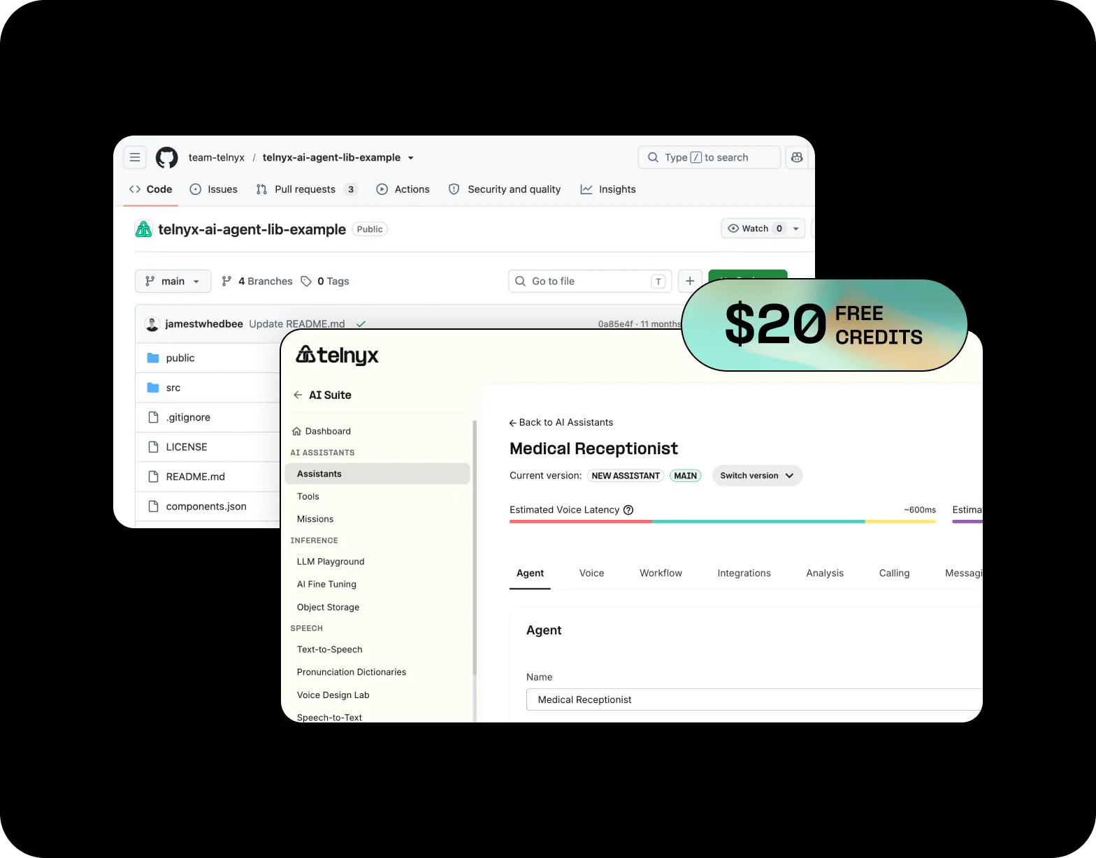 Clone the example agent library or use the portal's AI Assistant Builder