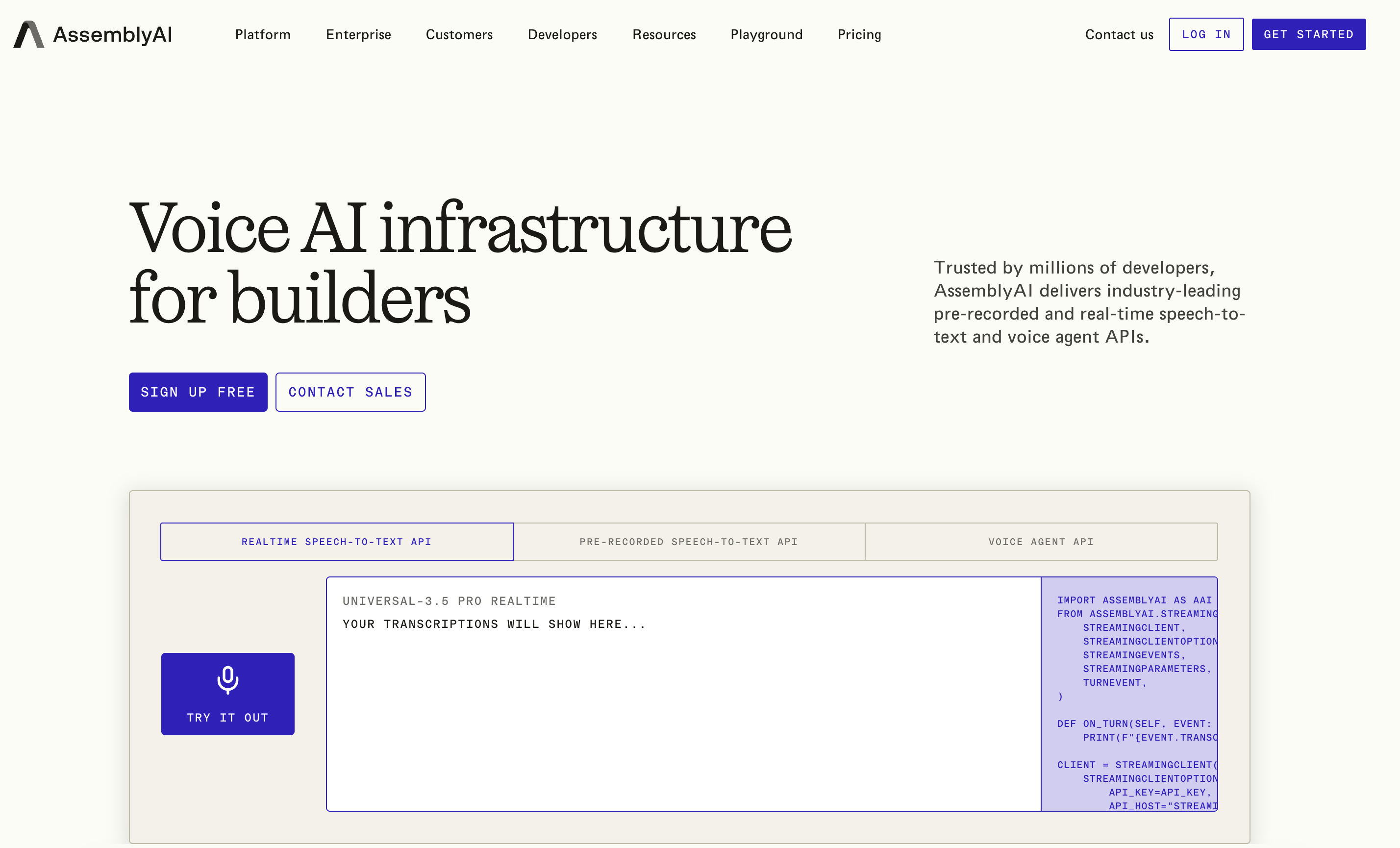 AssemblyAI Homepage