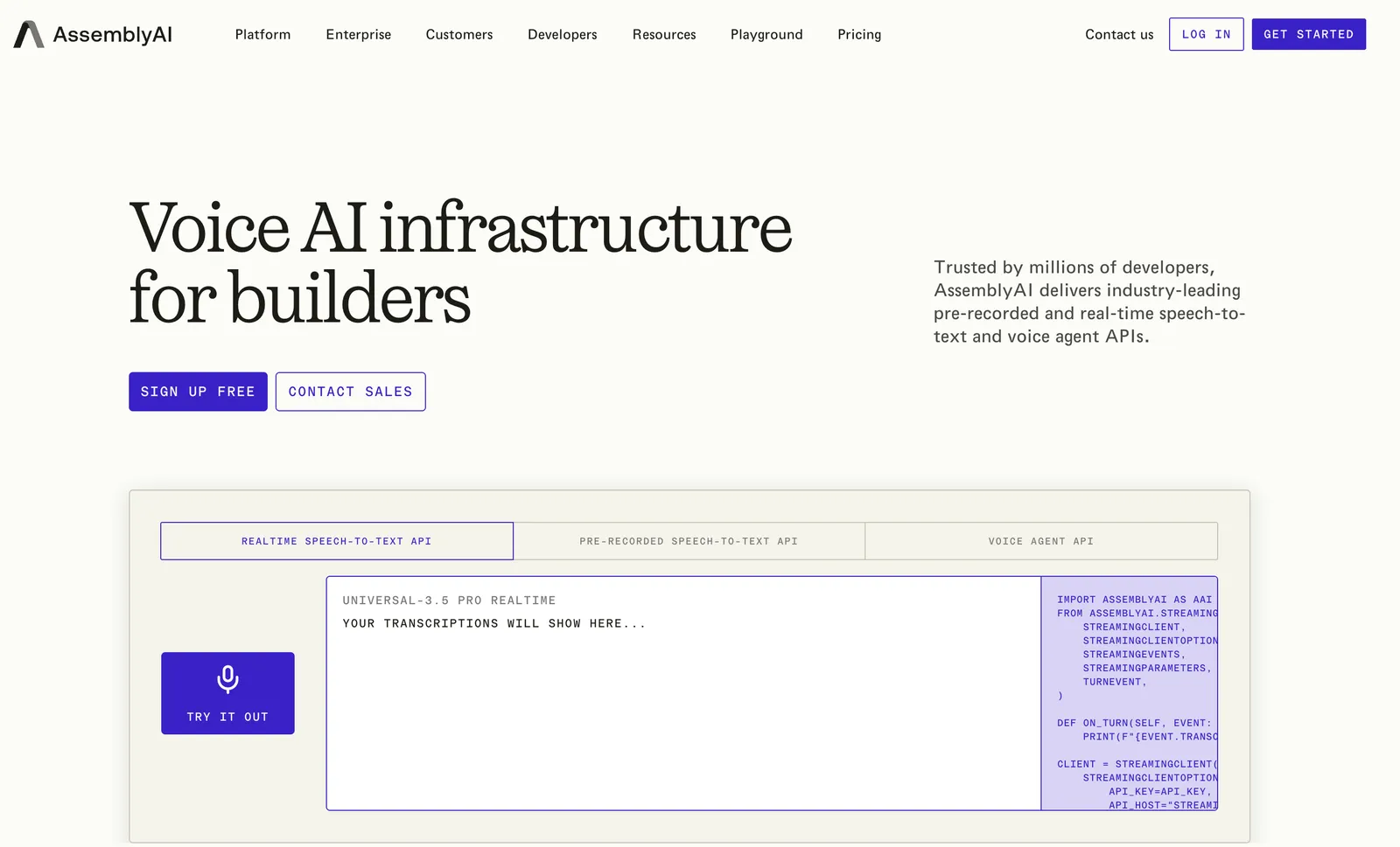 AssemblyAI Homepage