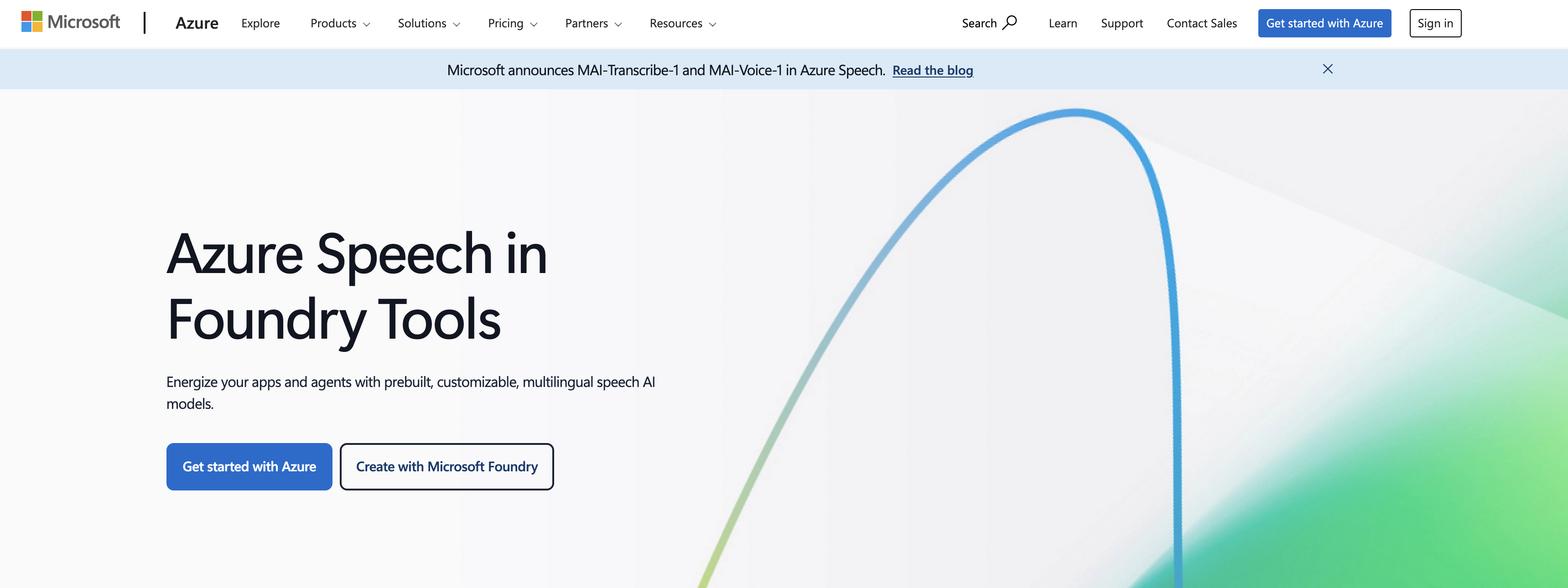 Azure AI Speech-to-Text Homepage