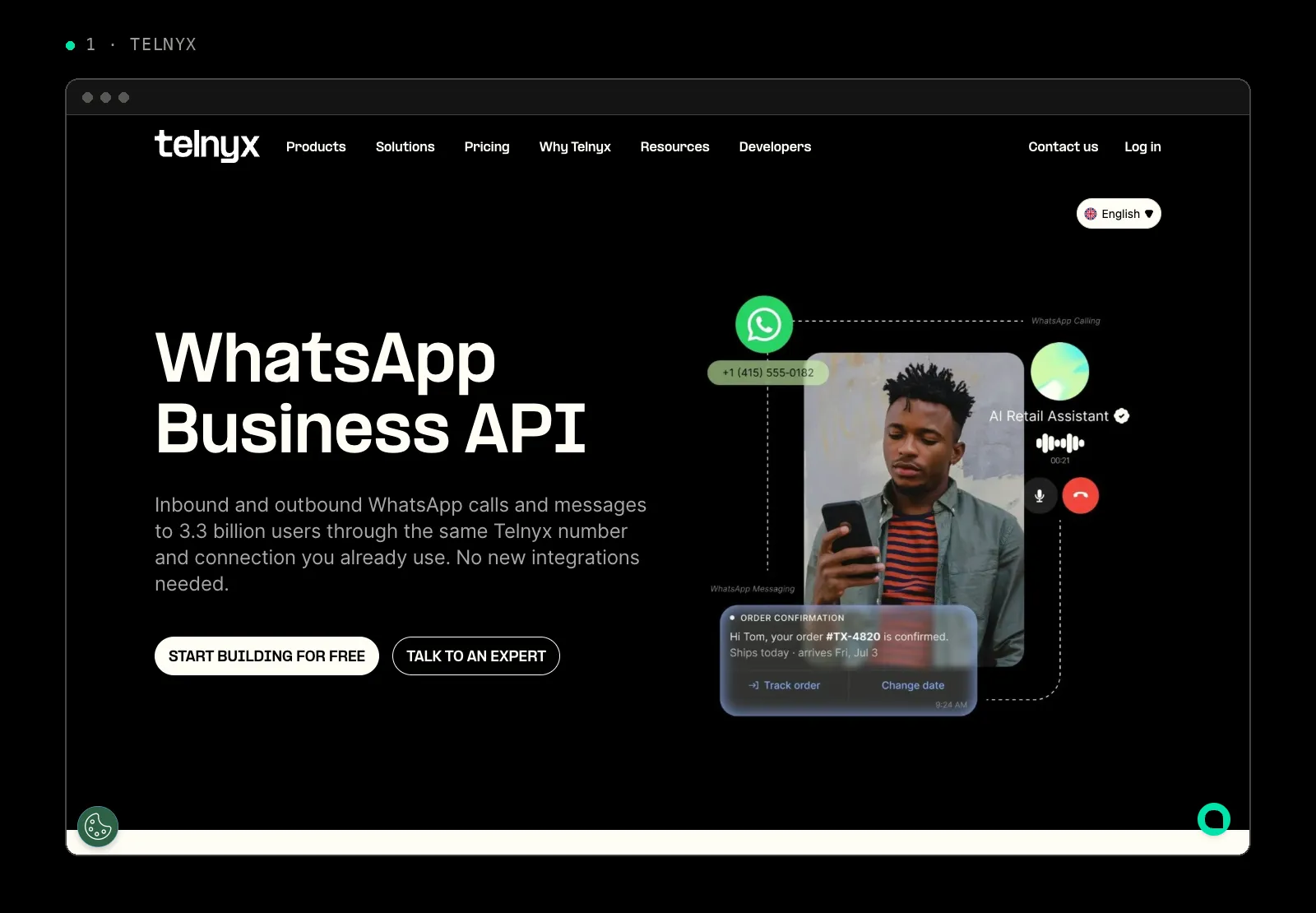 Telnyx WhatsApp Business API page