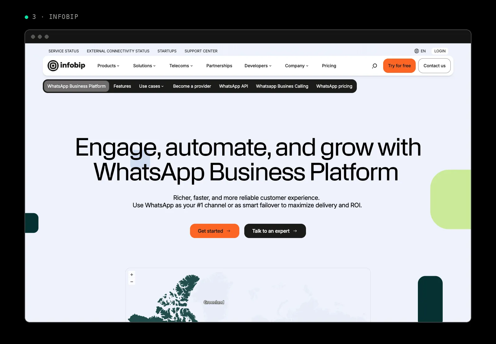 Infobip WhatsApp Business API page