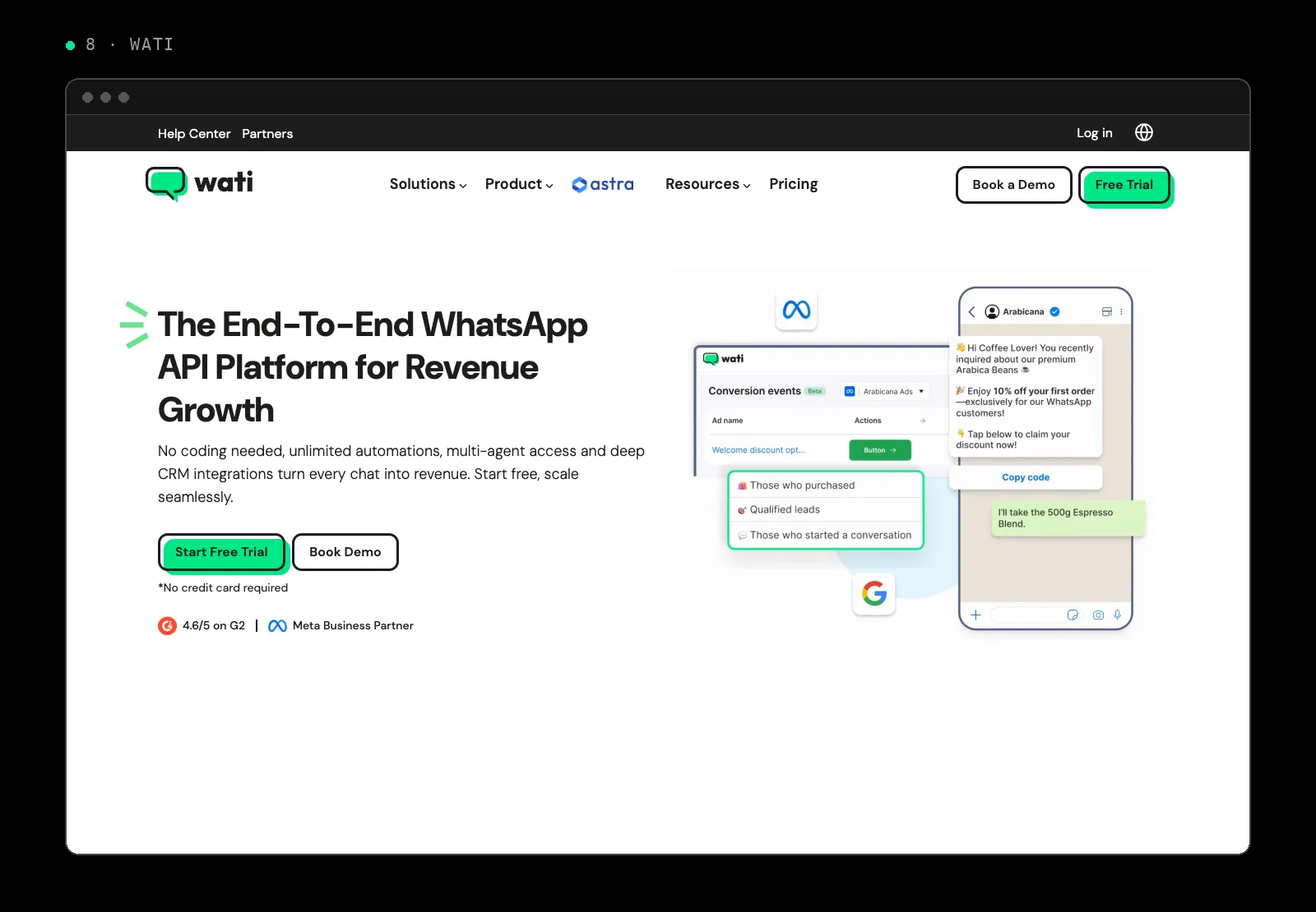 Wati WhatsApp Business API page