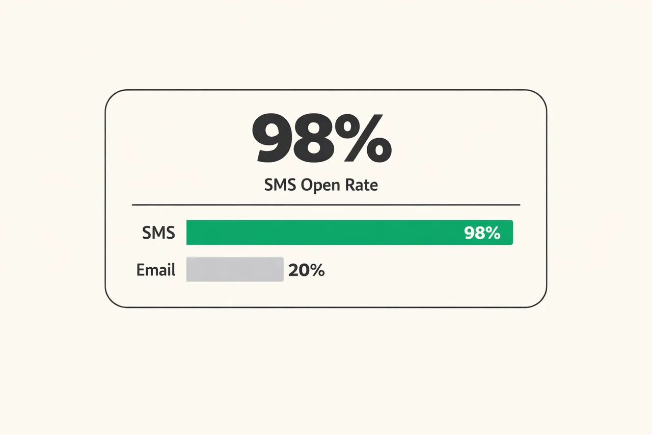 Taxa de abertura do SMS acima de 98%