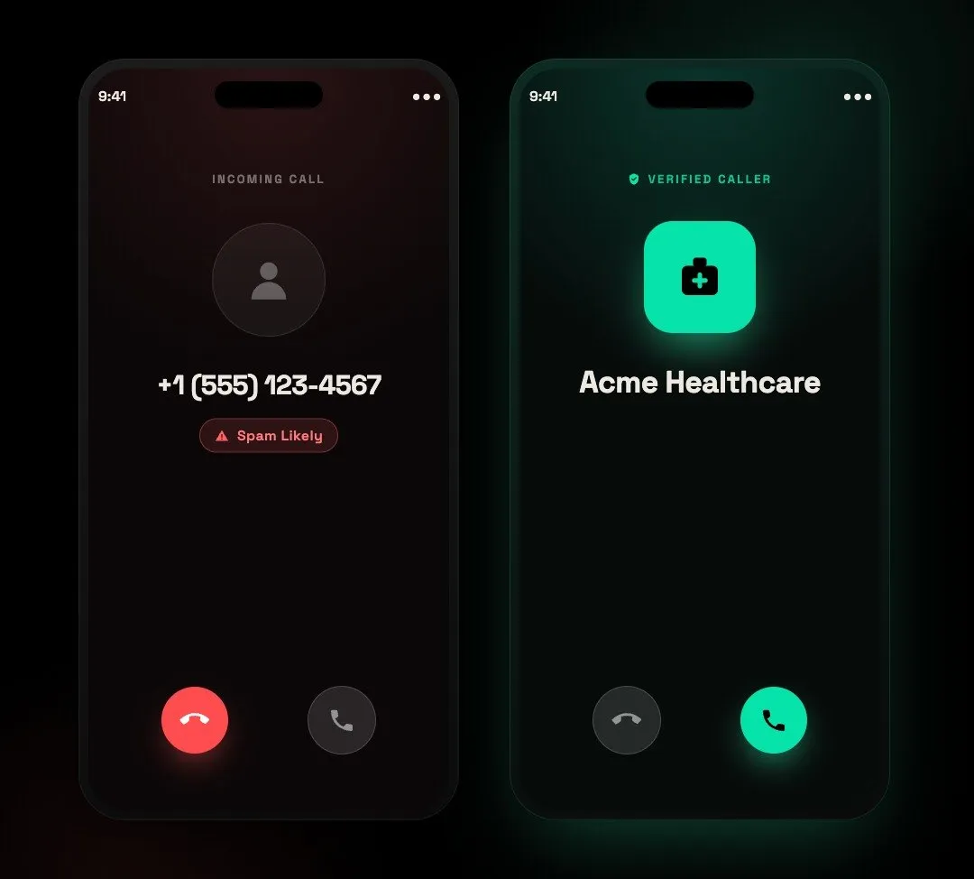 Branded Calling verified caller vs Spam Likely comparison