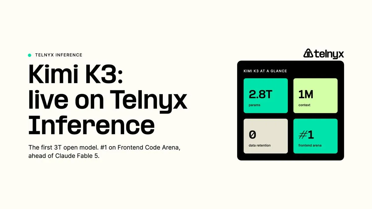 Kimi K3 now available on Telnyx Inference