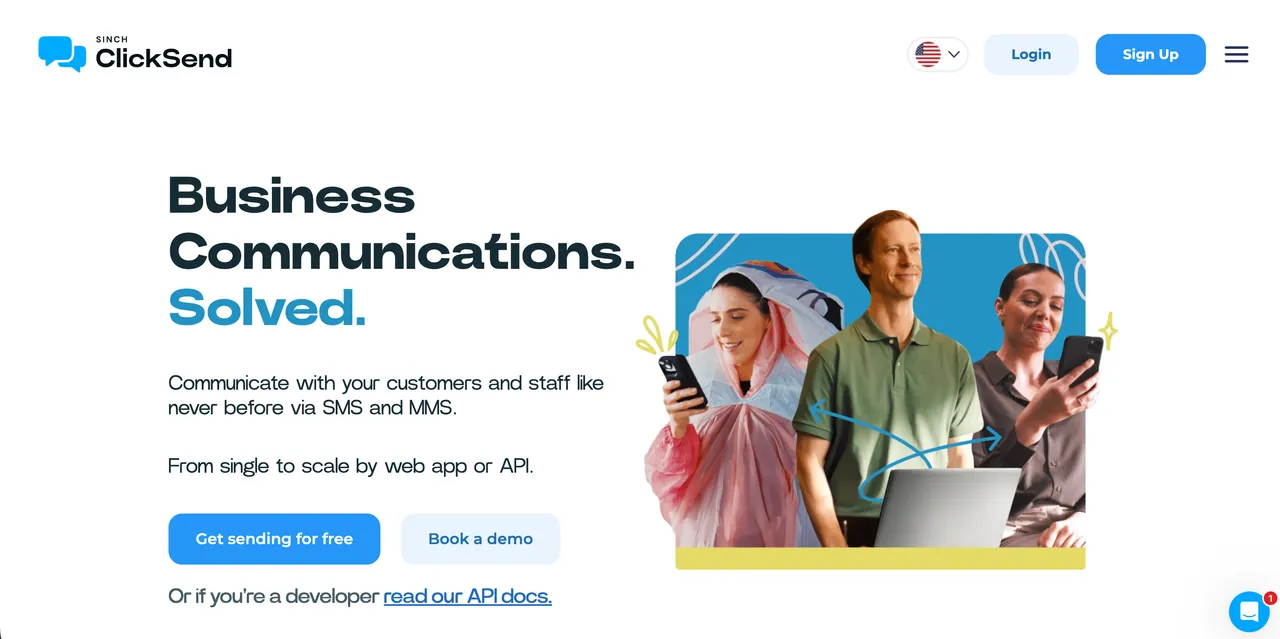 Clicksend homepage