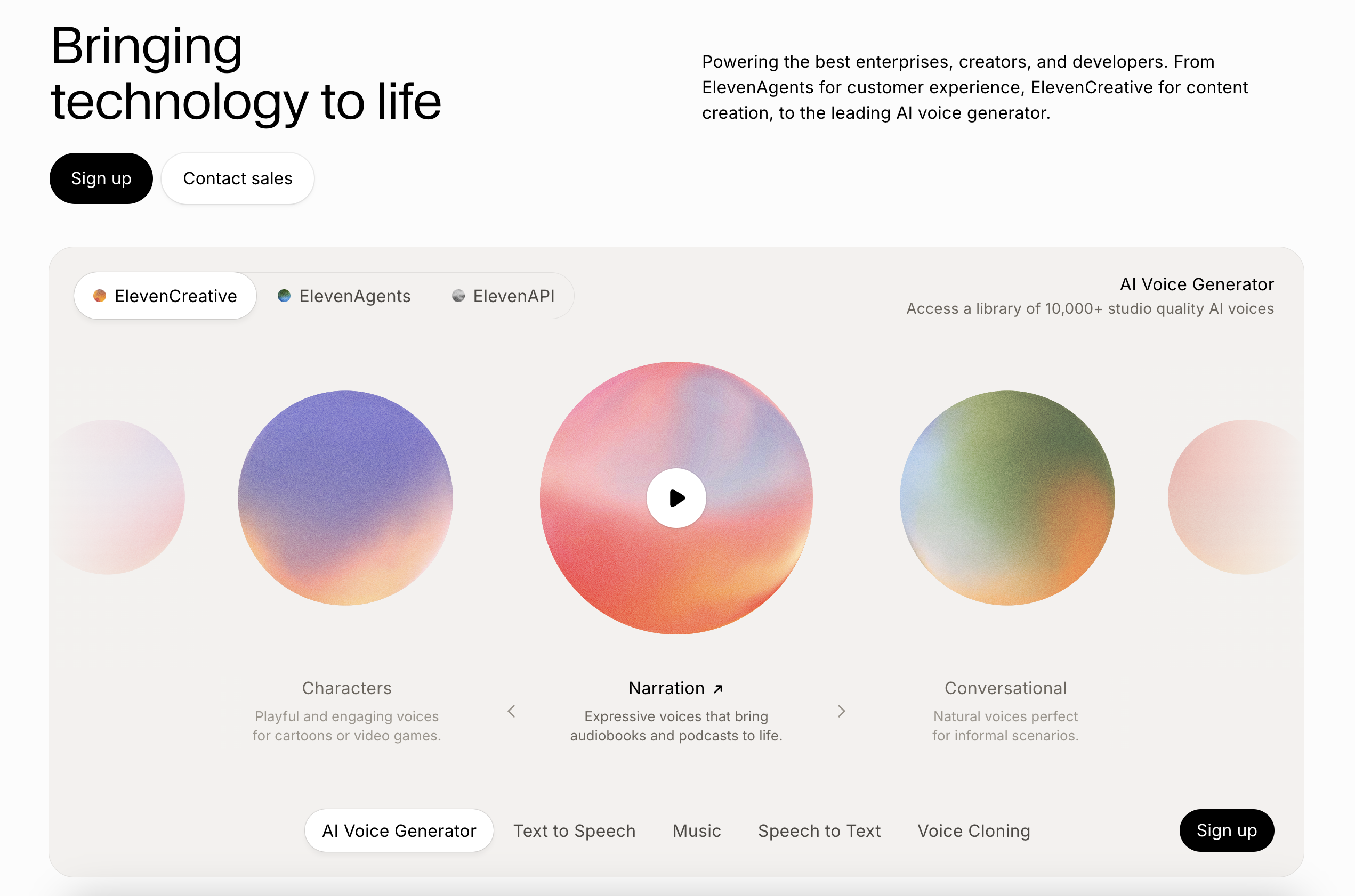 ElevenLabs Homepage