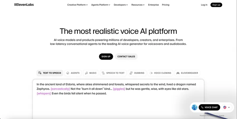 ElevenLabs homepage