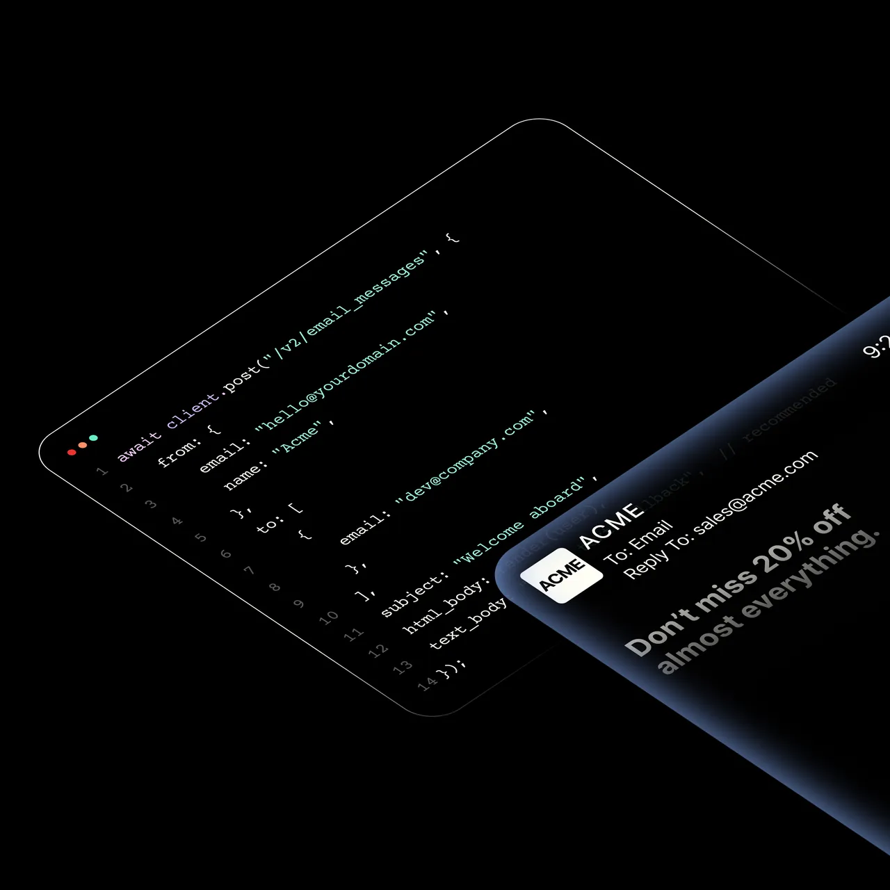 Send email with code
