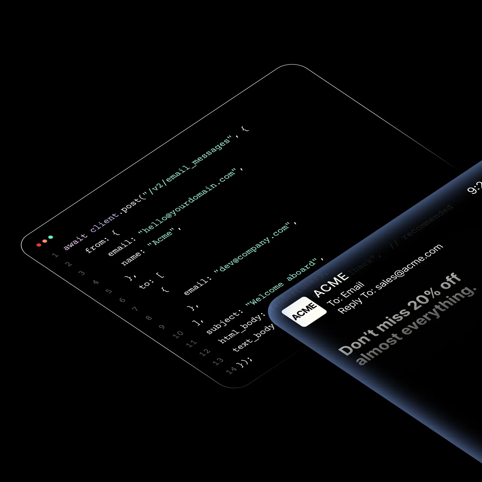 Send email with code