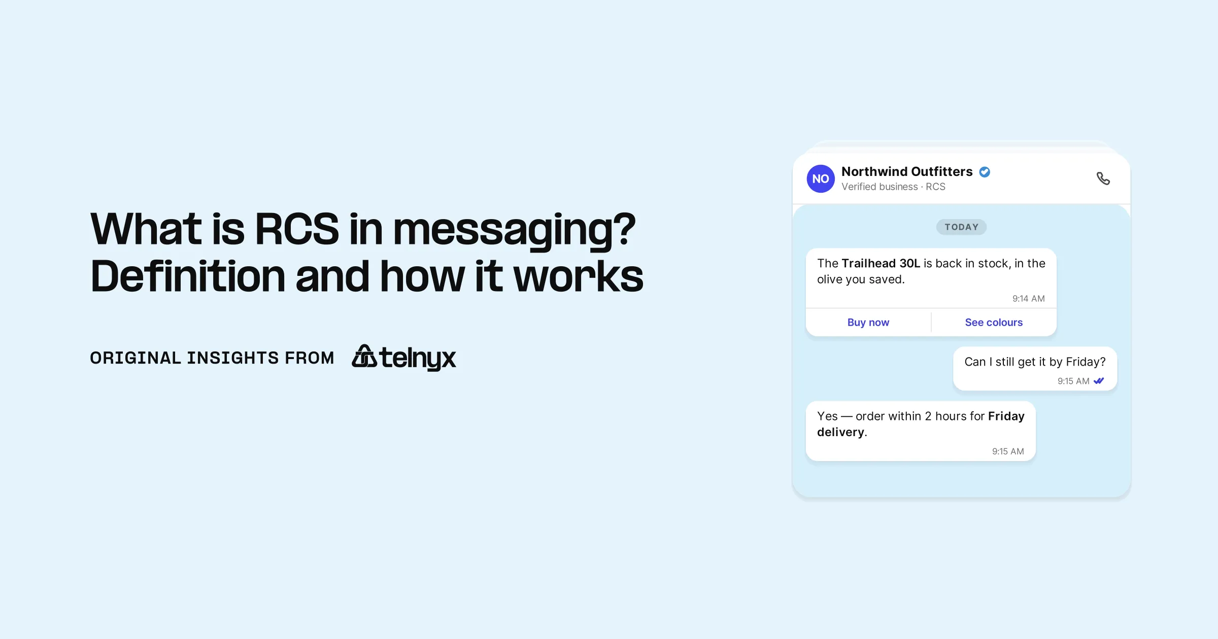 RCS business message with quick reply buttons