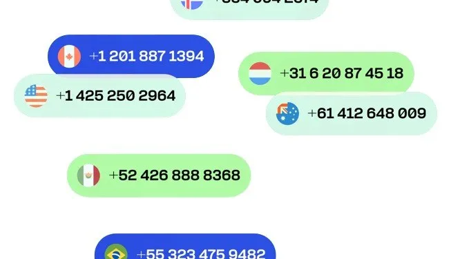Phone numbers from Mexico, US, Canada, Brazil, Netherlands, Australia
