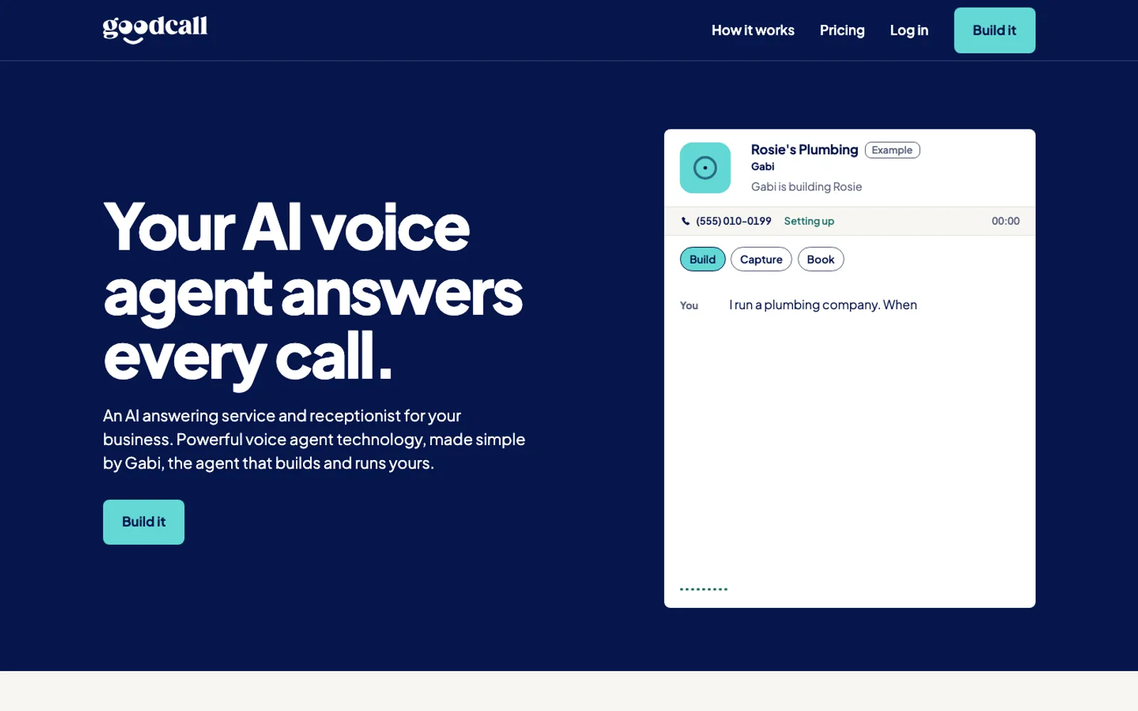 Goodcall AI receptionist homepage