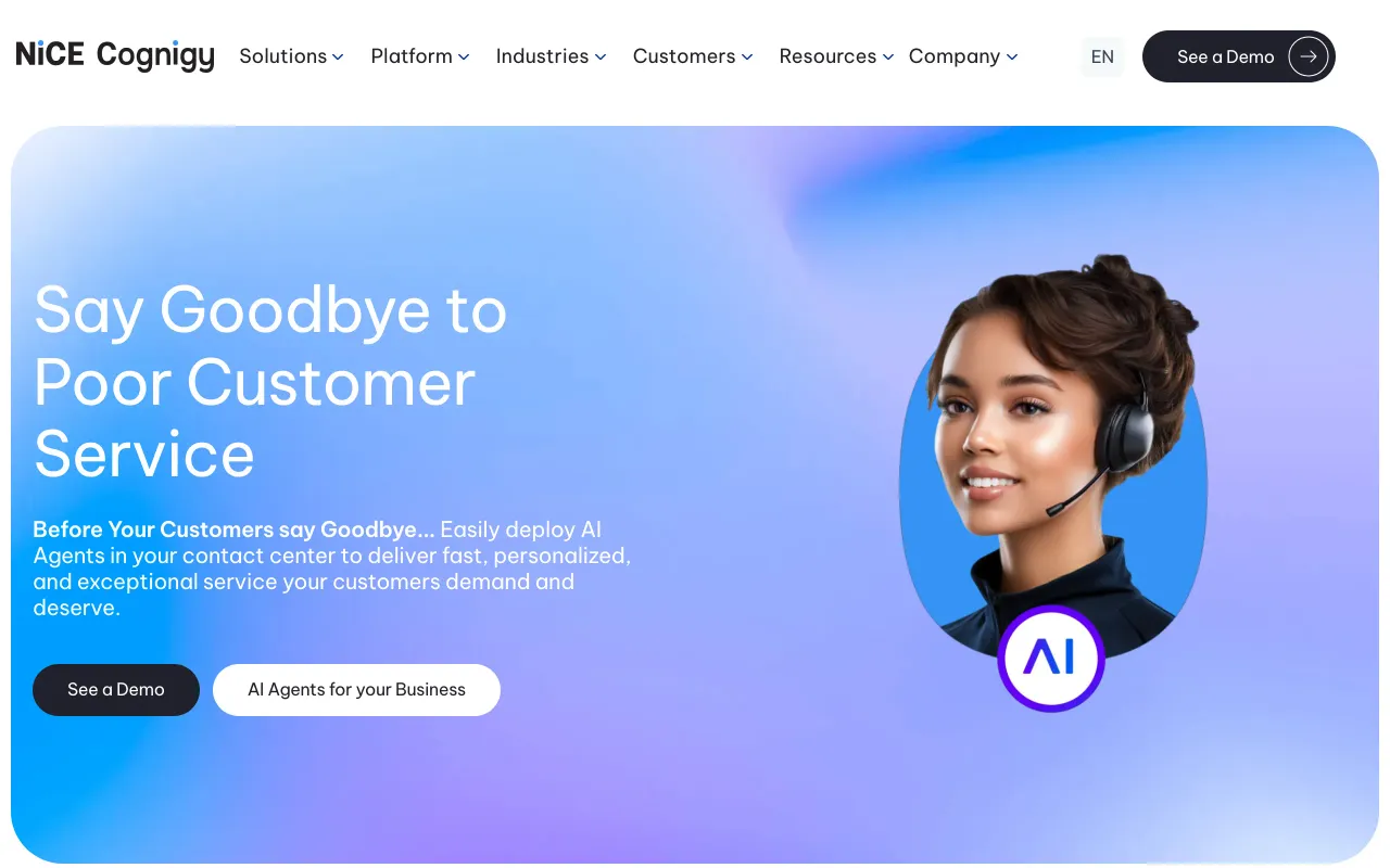 NiCE Cognigy homepage screenshot