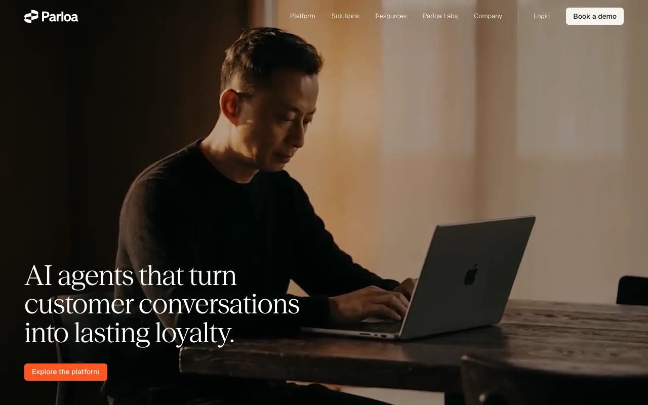 Parloa homepage screenshot