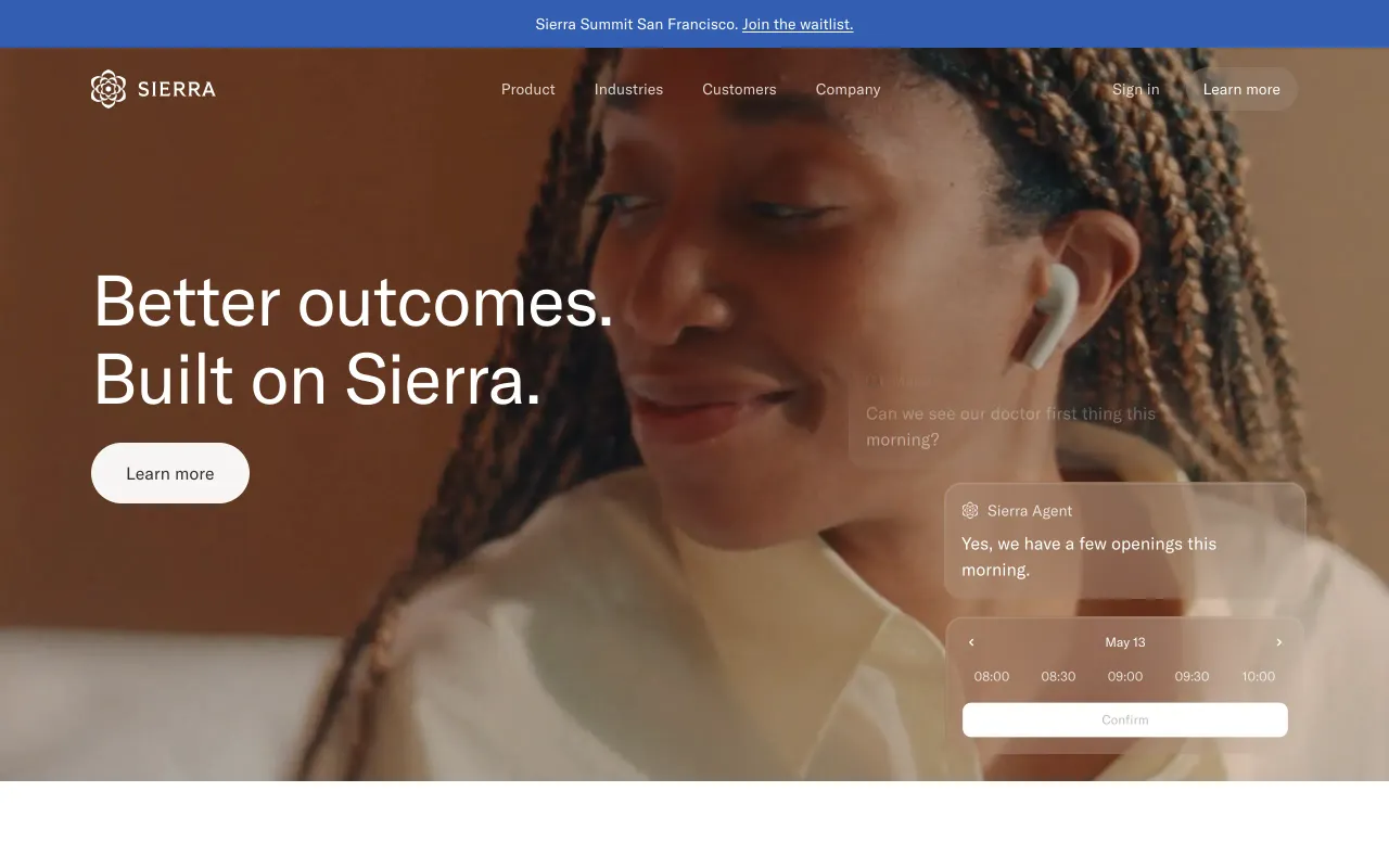 Sierra homepage screenshot