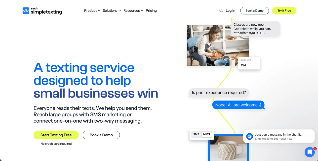 SimpleTexting homepage