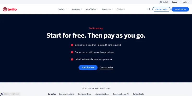 Twilio homepage