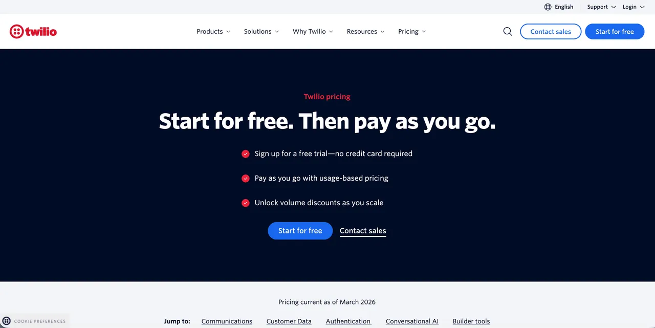 Twilio homepage