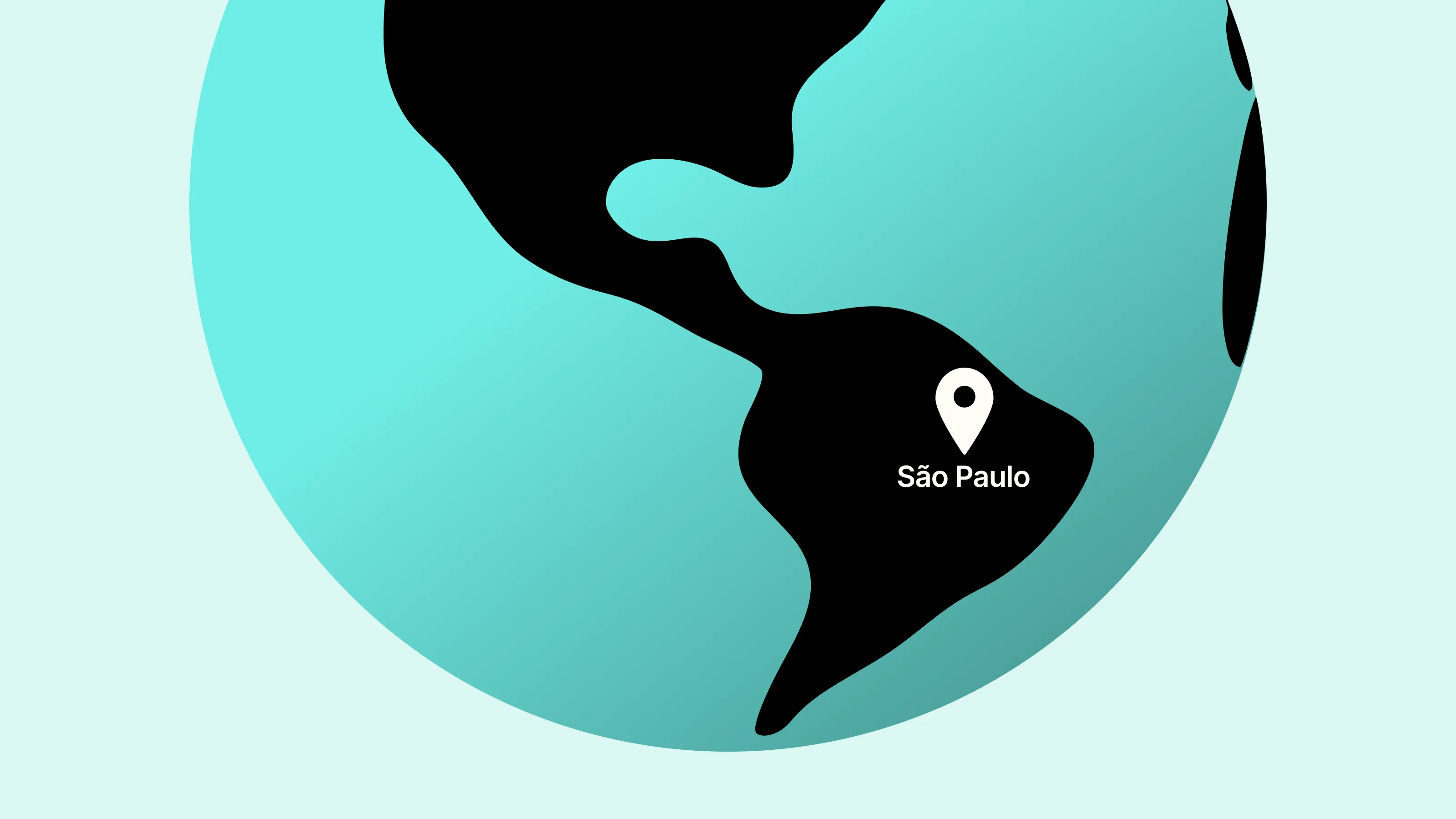 Stylized globe focused on the Americas with a location pin marking São Paulo, Brazil, labeled “São Paulo.”