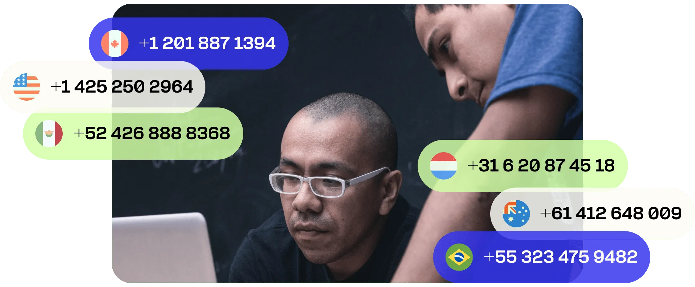 Men search for phone numbers