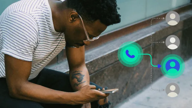 Custom call flows Image- man reading on cellphone