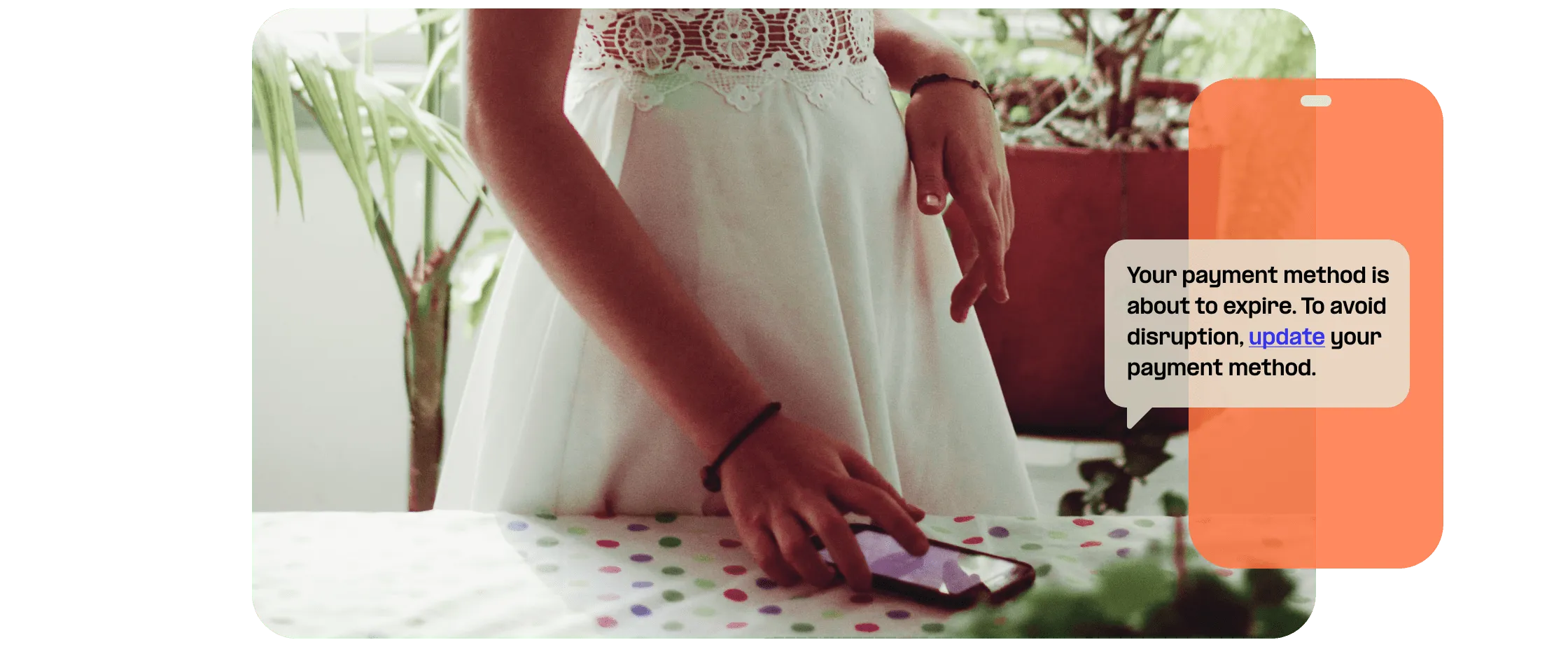 Woman receives SMS update