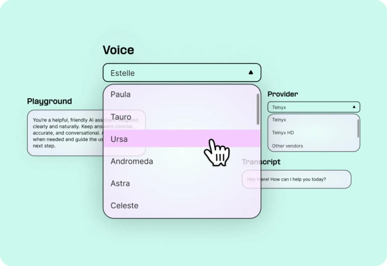 Text-to-Speech voice selection interface