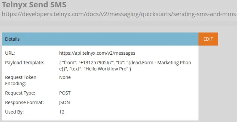 Marketo Text Messaging Webhook Configuration