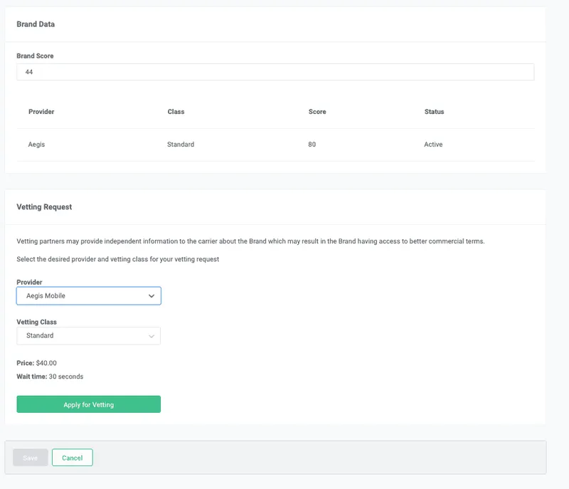 10DLC portal vetting