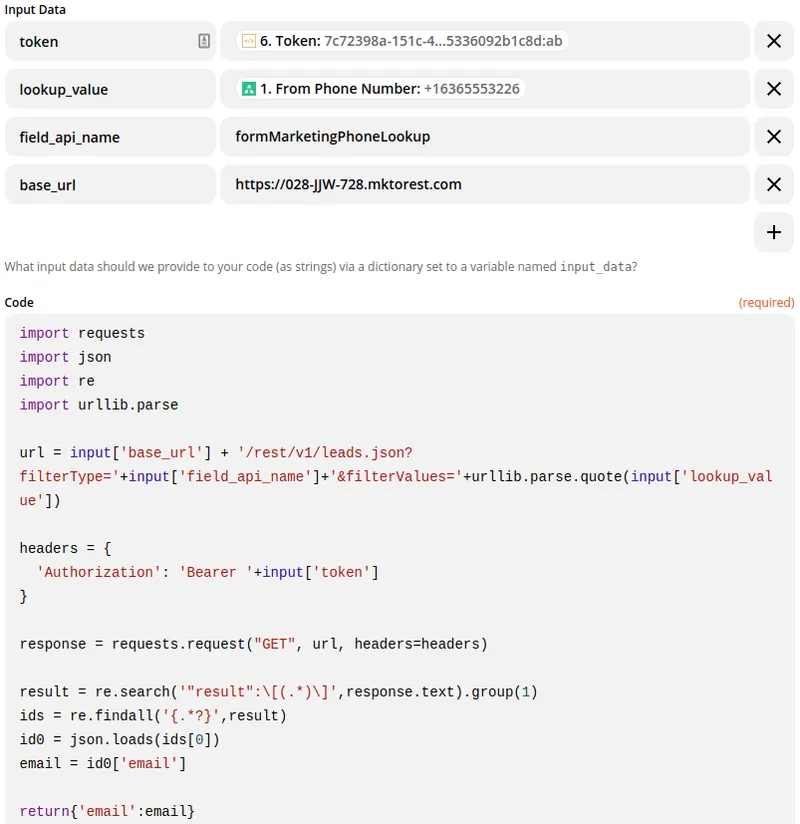 marketo 2way sms python lookup