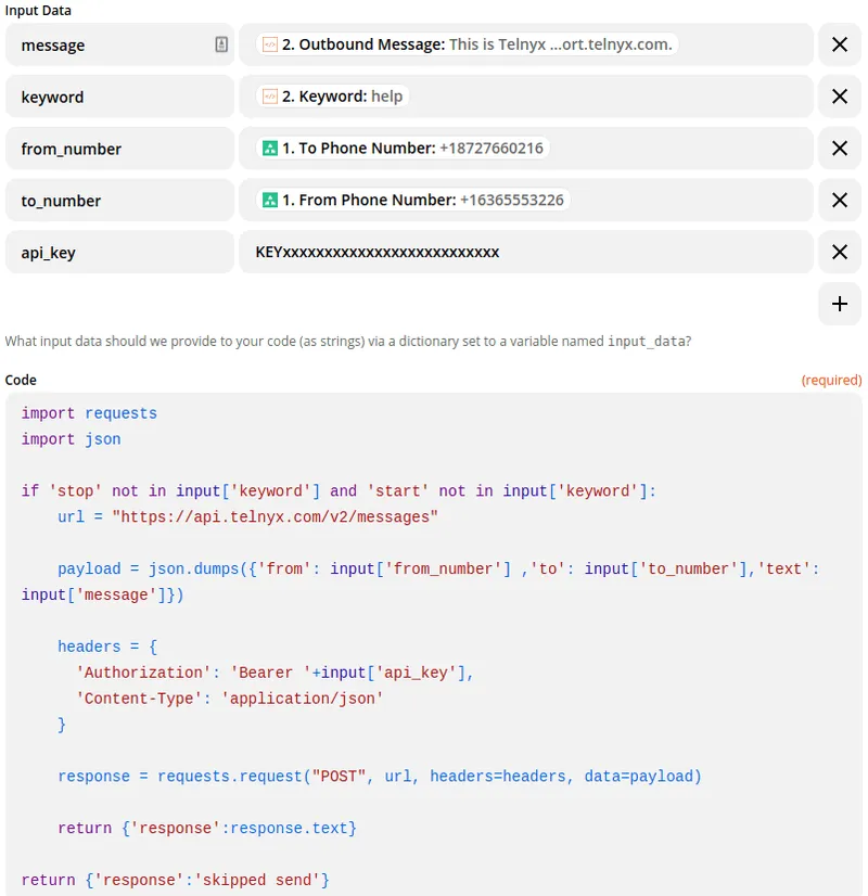 marketo 2way sms send code